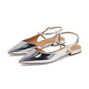 Aldo Womens Silver Metallic Pointed Toe Flat Slingback Mirror Shoes Size 8.5